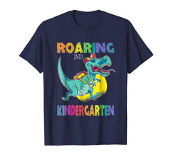 tdlapparel Dinosaur Roaring Into Kindergarten Tee Back To School Gift T-Shirt - TDL-APPAREL