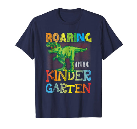 tdlapparel Roaring into Kindergarten, Dinosaur Back to School Shirt. Short Sleeves Men / Navy / S T-Shirt - TDL-APPAREL