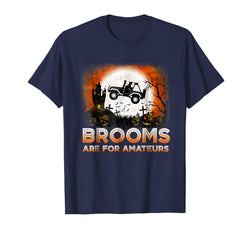 tdlapparel Funny Jeep Halloween T-Shirt - Brooms Are For Amateurs Gifts