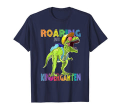 tdlapparel Dinosaur Roaring Into Kindergarten Tee Back To School Gift T-Shirt - TDL-APPAREL