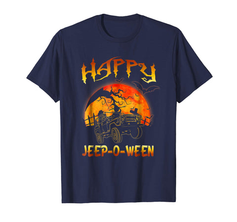 tdlapparel Jeep-O-Ween Jeep Halloween Distressed T-Shirt Short Sleeves Men / Navy / S T-Shirt - TDL-APPAREL