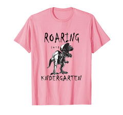 tdlapparel Roaring Into Kindergarten Dinosaur Shirt Gift Ideas T-Shirt - TDL-APPAREL