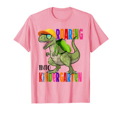 tdlapparel Back To School Gift Dinosaur Roaring Into Kindergarten Shirt T-Shirt - TDL-APPAREL