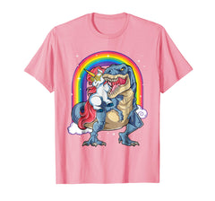 tdlapparel Unicorn Dinosaur T Shirt Girls Gifts Party Rainbow T rex Tee T-Shirt - TDL-APPAREL