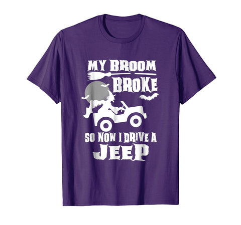 tdlapparel My Broom Broke So Now I Drive A Jeep T Shirt Short Sleeves Men / Purple / S T-Shirt - TDL-APPAREL