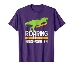 tdlapparel Back to School Shirt Dinosaur Roaring into Kindergarten T Re T-Shirt - TDL-APPAREL