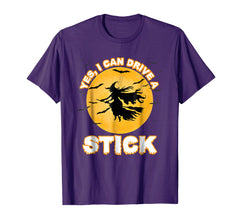 tdlapparel Yes I Can Drive a Stick shirt Funny Halloween Witch t-shirt T-Shirt - TDL-APPAREL