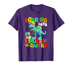 tdlapparel Roaring Kindergarten Dinosaur T Rex Back to School Shirt Boy T-Shirt - TDL-APPAREL