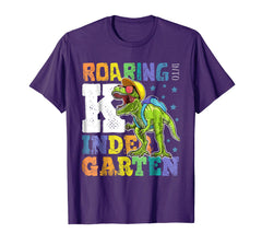 tdlapparel Roaring Kindergarten Dinosaur T Rex Back to School Shirt Boy T-Shirt - TDL-APPAREL