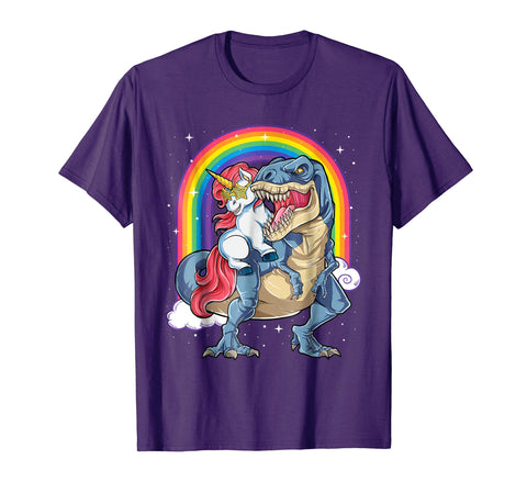 tdlapparel Unicorn Dinosaur T Shirt Girls Gifts Party Rainbow T rex Tee Short Sleeves Men / Purple / S T-Shirt - TDL-APPAREL