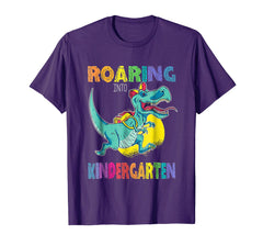 tdlapparel Dinosaur Roaring Into Kindergarten Tee Back To School Gift T-Shirt - TDL-APPAREL