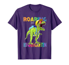tdlapparel Dinosaur Roaring Into Kindergarten Tee Back To School Gift T-Shirt - TDL-APPAREL
