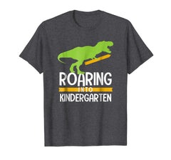 tdlapparel Back to School Shirt Dinosaur Roaring into Kindergarten T Re T-Shirt - TDL-APPAREL