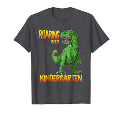 tdlapparel Roaring Into Kindergarten T Rex Back to School Shirt T-Shirt - TDL-APPAREL