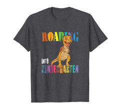 tdlapparel Roaring Into Kindergarten Dinosaur Back to School Tshirt T-Shirt - TDL-APPAREL