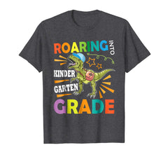 tdlapparel Dinosaur Roaring Into Kindergarten T-Shirt First Day School T-Shirt - TDL-APPAREL
