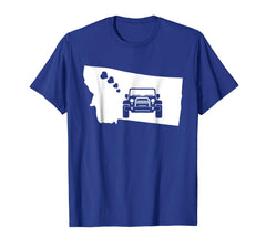 tdlapparel Driving Jeep Montana State Map Flag Vintage Shirt T-Shirt - TDL-APPAREL