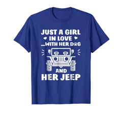 tdlapparel Just A Girl In Love With Her Dog And Her Jeep T-Shirt T-Shirt - TDL-APPAREL