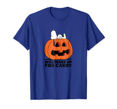 tdlapparel Peanuts Halloween Snoopy Wake For Candy T-Shirt T-Shirt - TDL-APPAREL