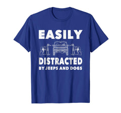 tdlapparel Easily Distracted By Jeeps And Dogs Shirt Men Funny Gift T-Shirt - TDL-APPAREL