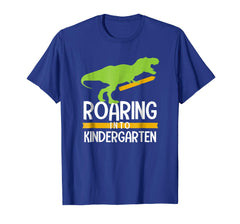 tdlapparel Back to School Shirt Dinosaur Roaring into Kindergarten T Re T-Shirt - TDL-APPAREL