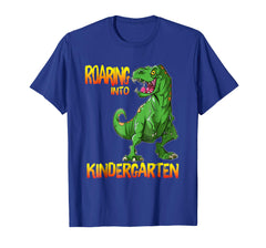 tdlapparel Roaring Into Kindergarten T Rex Back to School Shirt T-Shirt - TDL-APPAREL