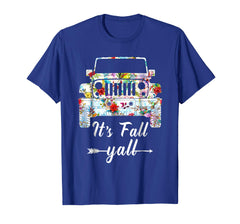 tdlapparel It's fall yall Hippie Flower Jeep Funny T shirt T-Shirt - TDL-APPAREL
