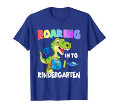 tdlapparel Roaring Kindergarten Dinosaur T Rex Back to School Shirt Boy T-Shirt - TDL-APPAREL