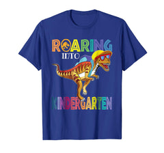 tdlapparel Roaring Kindergarten Dinosaur T-Rex Shirt Back to School Tee T-Shirt - TDL-APPAREL