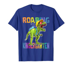 tdlapparel Roaring Kindergarten Dinosaur T Rex Back to School Shirt Boy T-Shirt - TDL-APPAREL