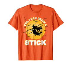 tdlapparel Yes I Can Drive a Stick shirt Funny Halloween Witch t-shirt T-Shirt - TDL-APPAREL