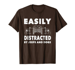 tdlapparel Easily Distracted By Jeeps And Dogs Shirt Men Funny Gift T-Shirt - TDL-APPAREL