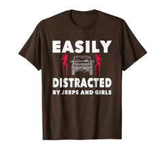 tdlapparel Easily Distracted By Jeeps And Girls T-Shirt Men Funny Gift T-Shirt - TDL-APPAREL