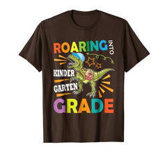tdlapparel Dinosaur Roaring Into Kindergarten T-Shirt First Day School T-Shirt - TDL-APPAREL