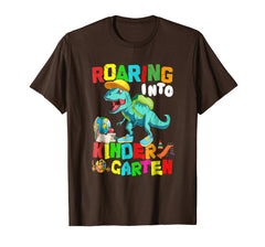 tdlapparel Roaring Kindergarten Dinosaur T Rex Back to School Shirt Boy T-Shirt - TDL-APPAREL