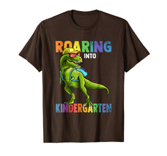 tdlapparel Roaring Kindergarten Dinosaur T Rex Back to School Shirt Boy T-Shirt - TDL-APPAREL