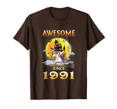 tdlapparel Awesome Since 1991 27th Birthday Unicorn Costume Halloween T-Shirt - TDL-APPAREL