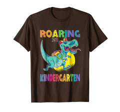 tdlapparel Dinosaur Roaring Into Kindergarten Tee Back To School Gift T-Shirt - TDL-APPAREL