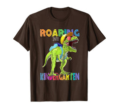 tdlapparel Dinosaur Roaring Into Kindergarten Tee Back To School Gift T-Shirt - TDL-APPAREL