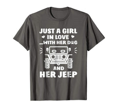 tdlapparel Just A Girl In Love With Her Dog And Her Jeep T-Shirt T-Shirt - TDL-APPAREL
