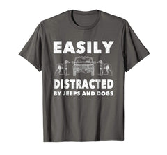 tdlapparel Easily Distracted By Jeeps And Dogs Shirt Men Funny Gift T-Shirt - TDL-APPAREL