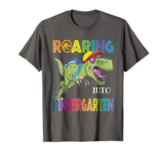 tdlapparel Roaring Kindergarten Dinosaur T-Rex Shirt Back to School Tee T-Shirt - TDL-APPAREL