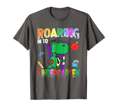 tdlapparel Roaring Kindergarten Dinosaur T Rex Back to School Shirt Boy T-Shirt - TDL-APPAREL