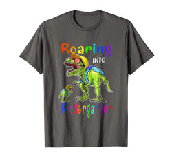 tdlapparel Roaring Kindergarten Dinosaur T Rex Back to School Shirt Boy