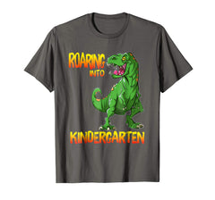 tdlapparel Roaring Into Kindergarten T Rex Back to School Shirt T-Shirt - TDL-APPAREL