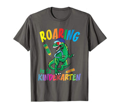 tdlapparel Roaring Kindergarten Dinosaur Tshirt Back To School Supplies T-Shirt - TDL-APPAREL