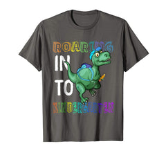 tdlapparel Roaring Kindergarten Dinosaur T Rex Back to School Shirt Boy T-Shirt - TDL-APPAREL