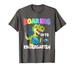 tdlapparel Roaring Kindergarten Dinosaur T Rex Back to School Shirt Boy T-Shirt - TDL-APPAREL