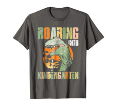 tdlapparel Roaring Kindergarten Dinosaur T Rex Back to School Shirt Boy T-Shirt - TDL-APPAREL