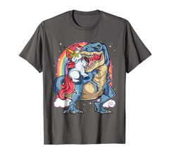 tdlapparel Unicorn Dinosaur T Shirt Girls Gifts Party Rainbow T rex Tee T-Shirt - TDL-APPAREL